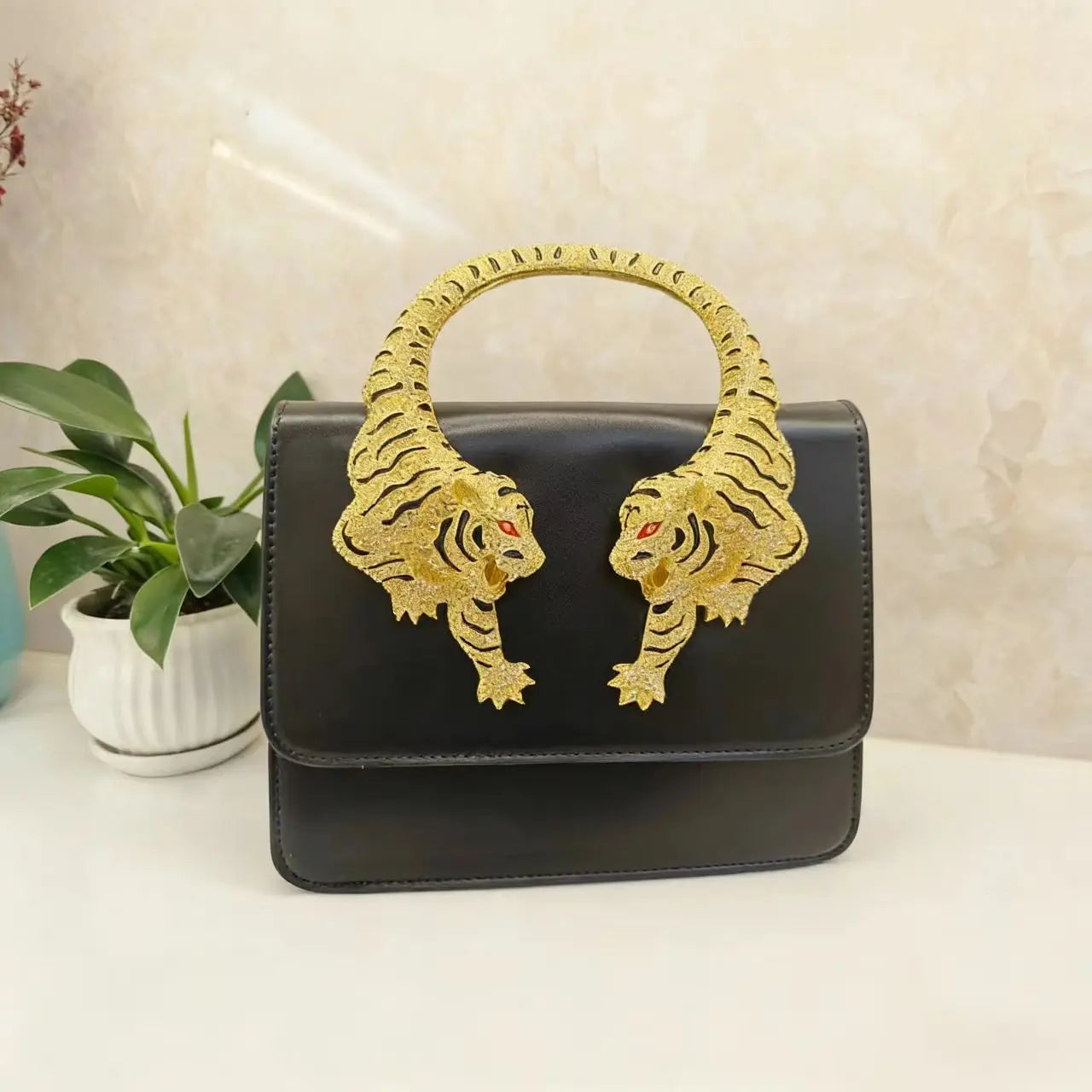 Elegant Croc-Texture Top Handle Handbag
