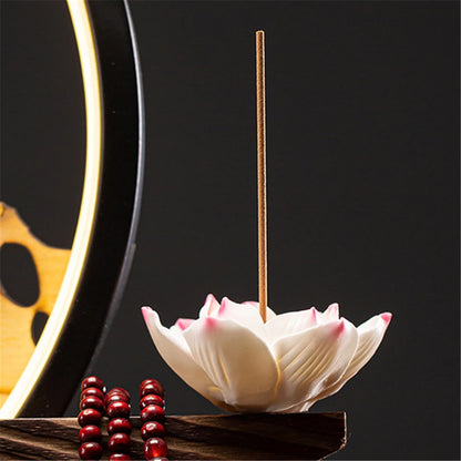 Ceramic Waterfall Incense Holder with LED Ring & Lotus Decor