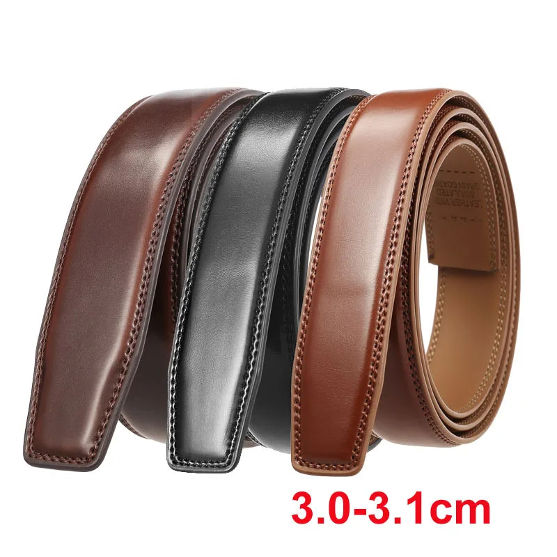 High Quality 3.0-3.1cm Width No Holes Cowhide Leather Belt