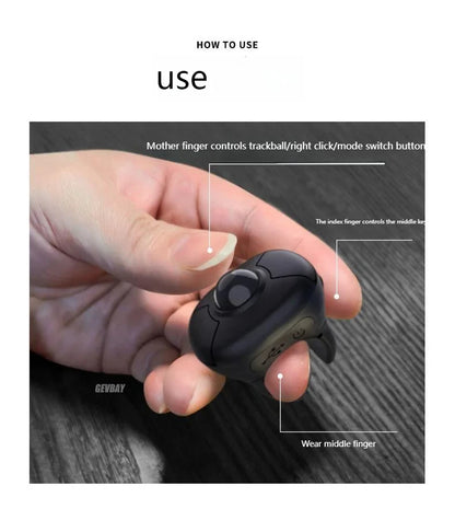 Wireless Finger Ring Trackball Mouse with Bluetooth & 2.4GHz