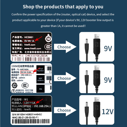 USB 5V to 9V/12V DC Power Boost Cable
