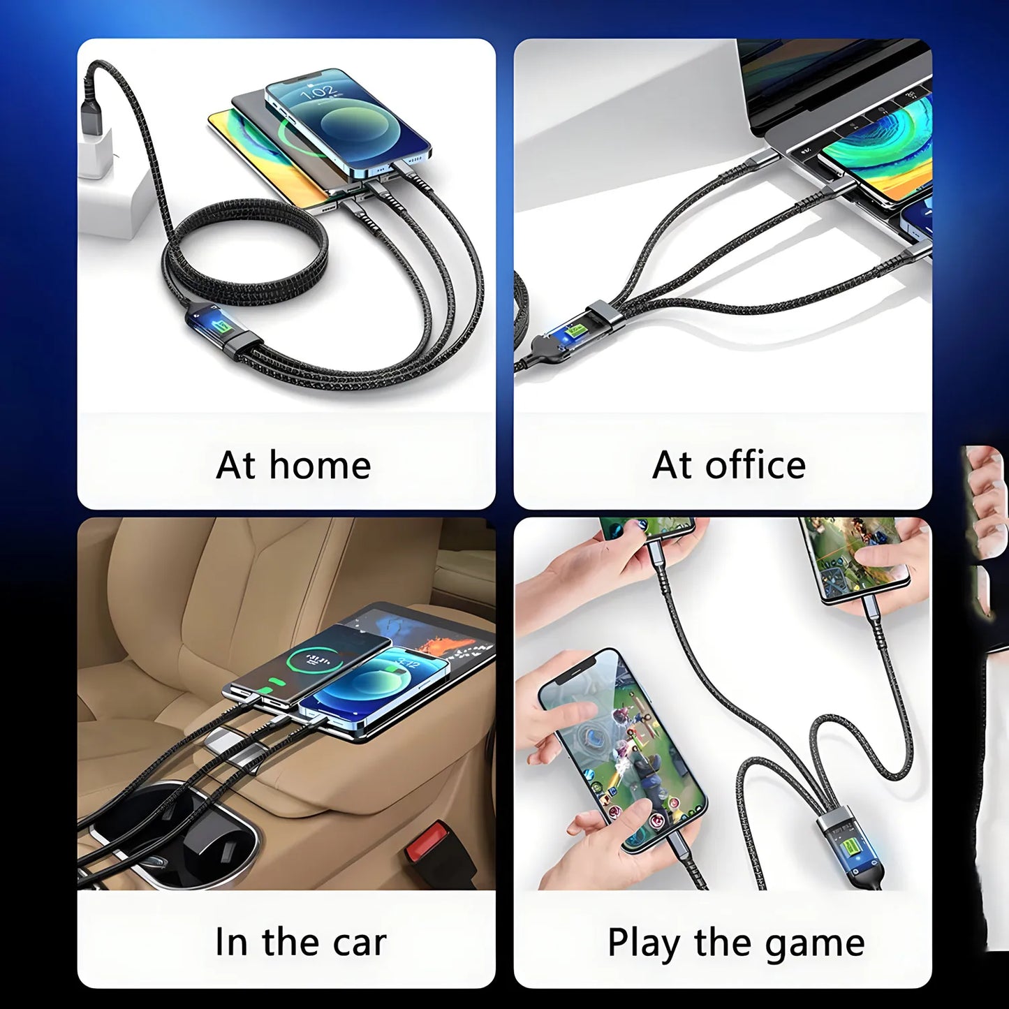3-in-1 Fast Charging USB Cable – USB-A to Lightning, USB-C & Micro USB