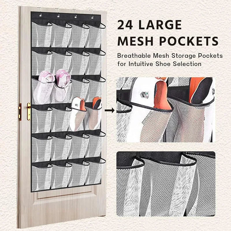24 Mesh Pockets Wall Mounted Shoes Storage Bag