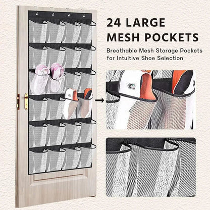 24 Mesh Pockets Wall Mounted Shoes Storage Bag