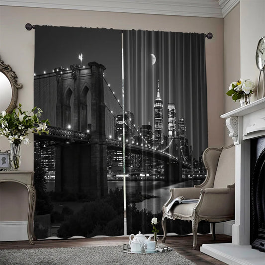 New York City Night View Curtain Set