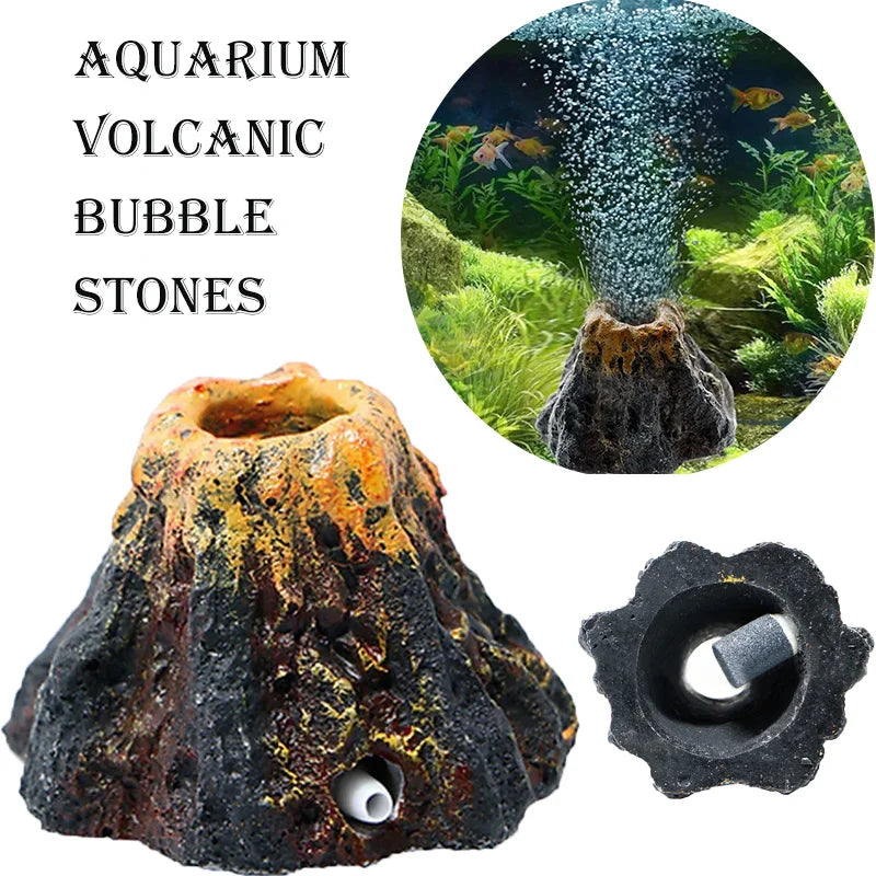 Aquarium Volcano Bubble Stone Ornament