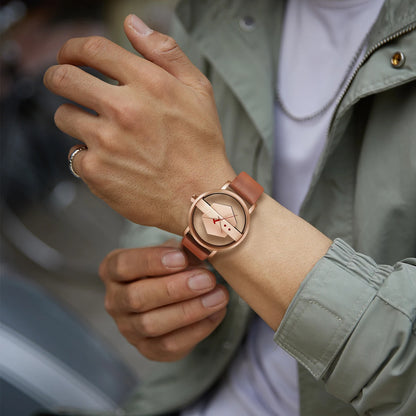Men's Minimalist Leather Quartz Watchmen watch, minimalist watch, leather strap watch, quartz watch, casual watch, fashion accessories, skeleton style watch, business casual watch, wristwatch