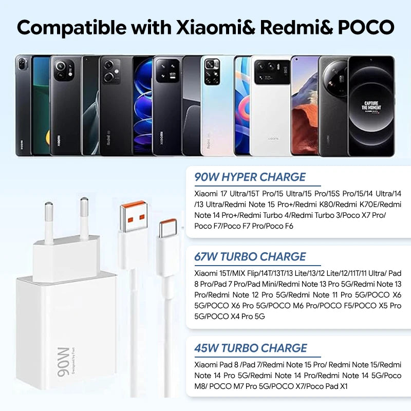 Xiaomi 90W HyperCharge Fast Charger with USB-C Cable