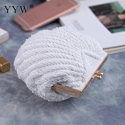 Beaded Shell Wedding Clutch Bag