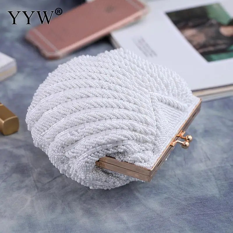 Beaded Shell Wedding Clutch Bag