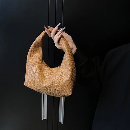 Women’s Woven Embossed PU Leather Hobo Shoulder Bag