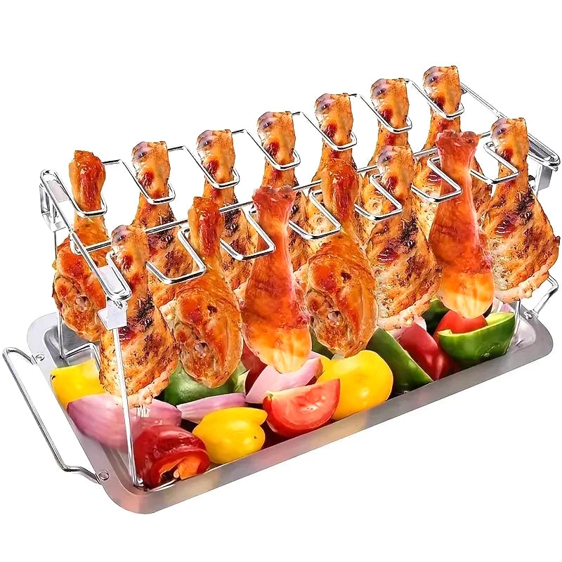 Stainless Steel Chicken Leg Rack with Drip Tray