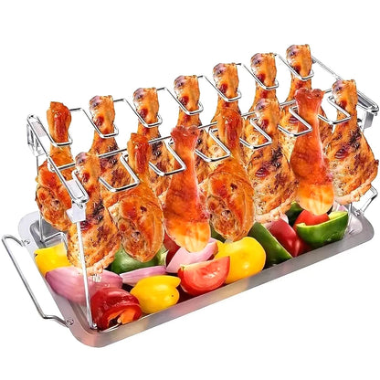 Stainless Steel Chicken Leg Rack with Drip Tray
