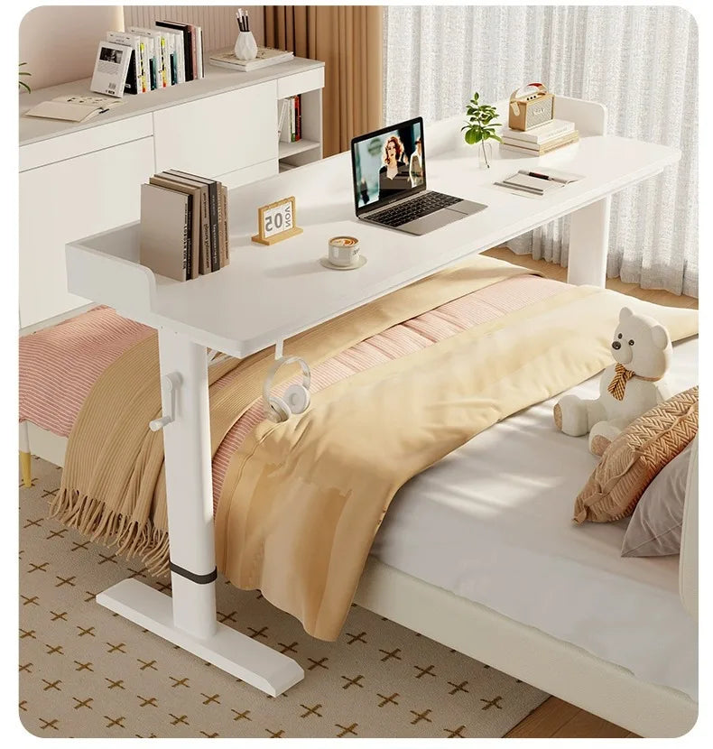 Adjustable Overbed Laptop Desk with Hand Crank & Wheels