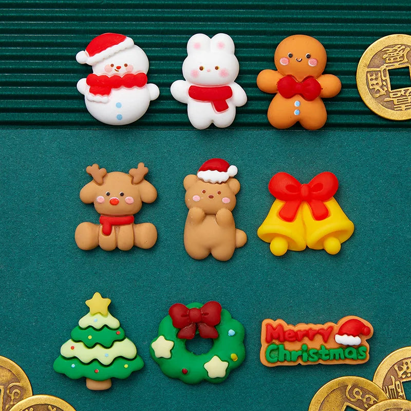 10-Piece Mini Christmas Resin Cabochon Set