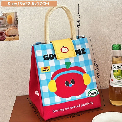 Cute Insulated Canvas Bento Lunch Tote Bag