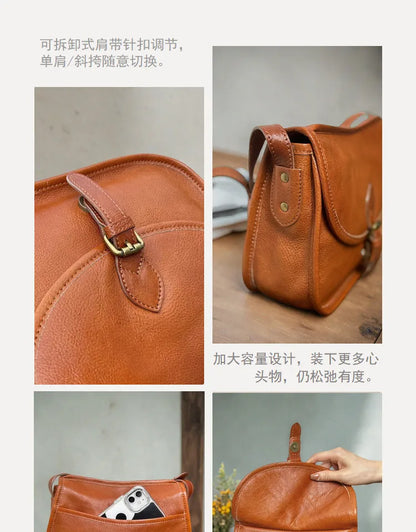 Genuine Leather Retro Saddle Crossbody Bag