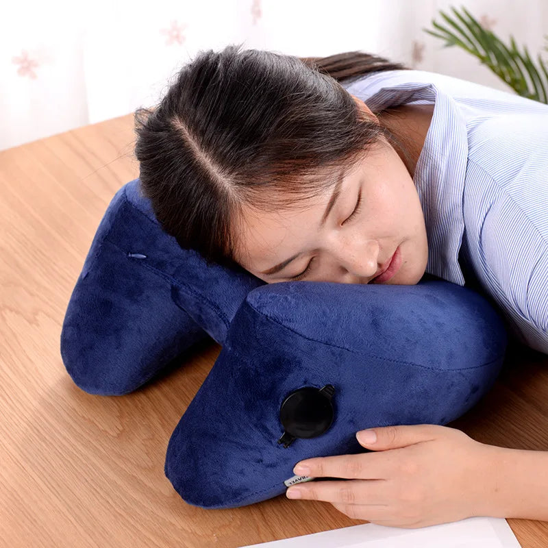 H Shape Inflatable Portable Folding  Neck Pillow