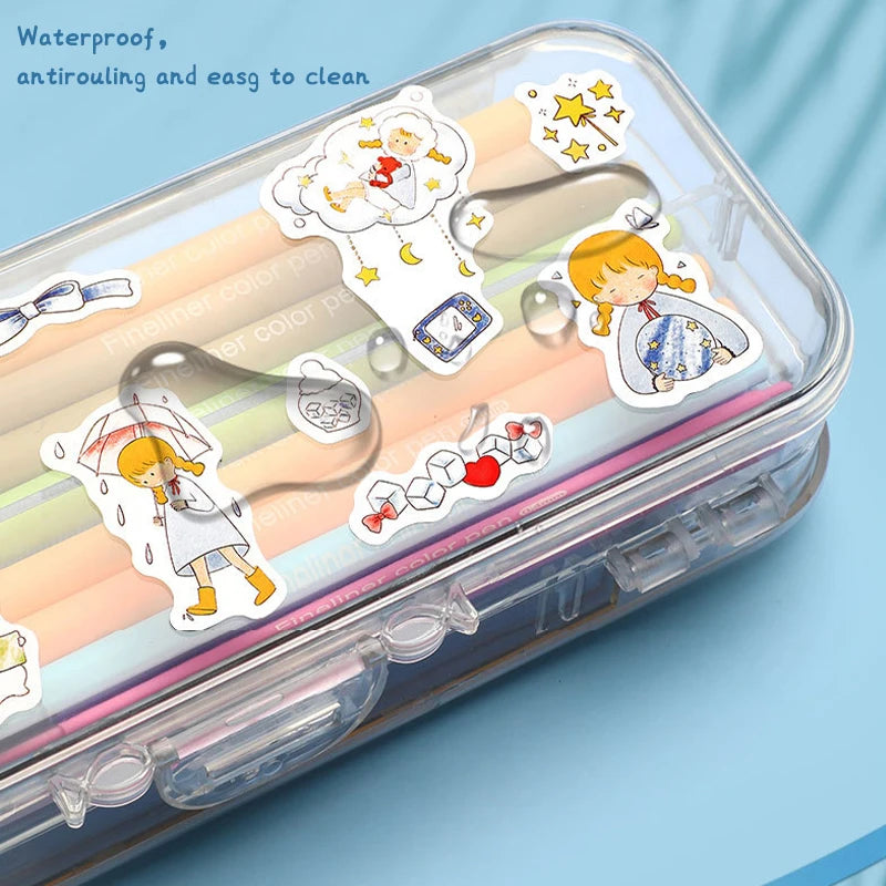 Double Layer Transparent Pencil Case – Large Capacity Stationery Organizer