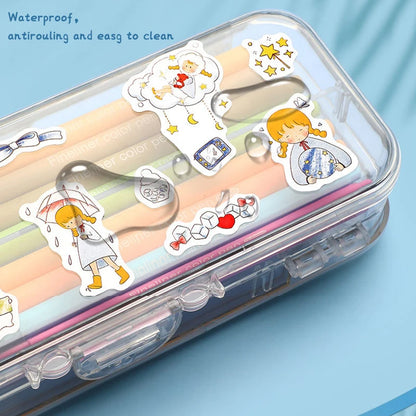 Double Layer Transparent Pencil Case – Large Capacity Stationery Organizer