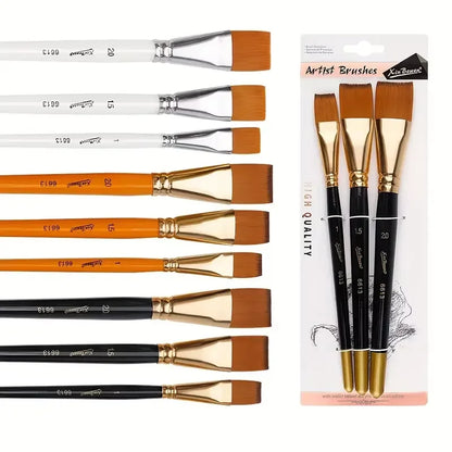 Large Flat Paint Brush Set