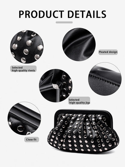 Studded Shell Evening Clutch Bag