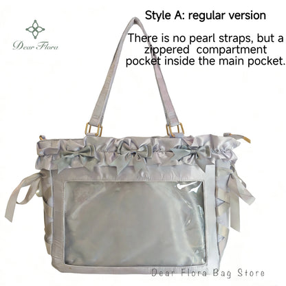Y2K Bow Satin Crossbody Tote Bag