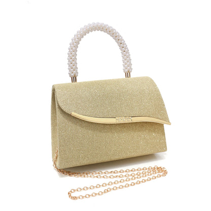 Metal Pearl Glitter Evening Clutch Bag