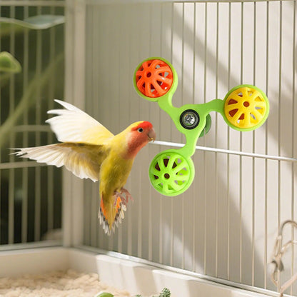 Interactive Rotating Windmill Bird Toy with Bells