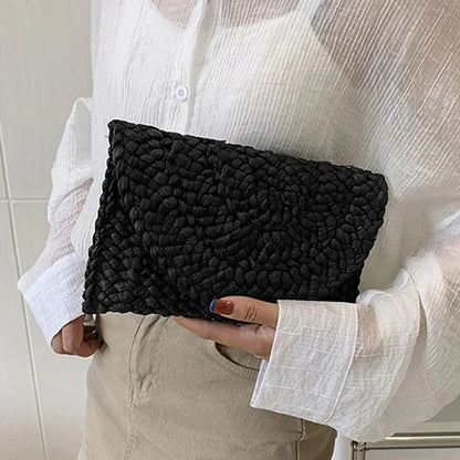 Women’s Handwoven Straw Envelope Clutch Bag
