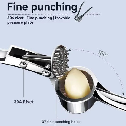 Heavy-Duty Zinc Alloy Garlic Press