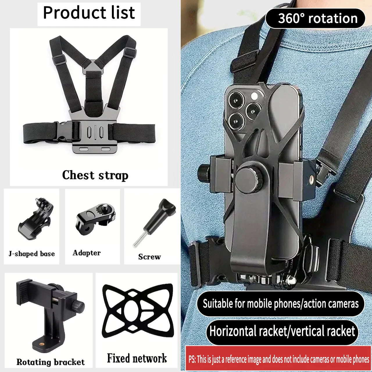 Adjustable Chest Mount for Action Cameras & Phones