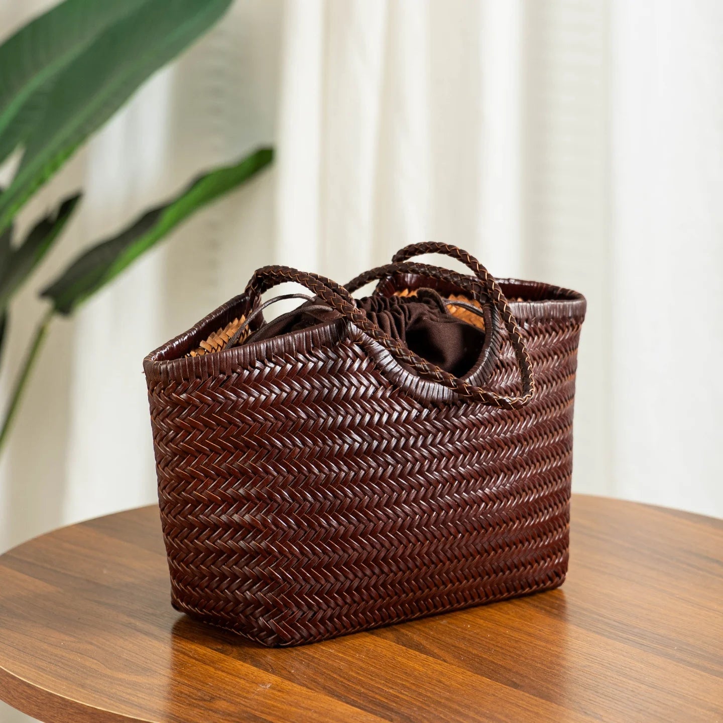Handwoven Leather Tote Bag