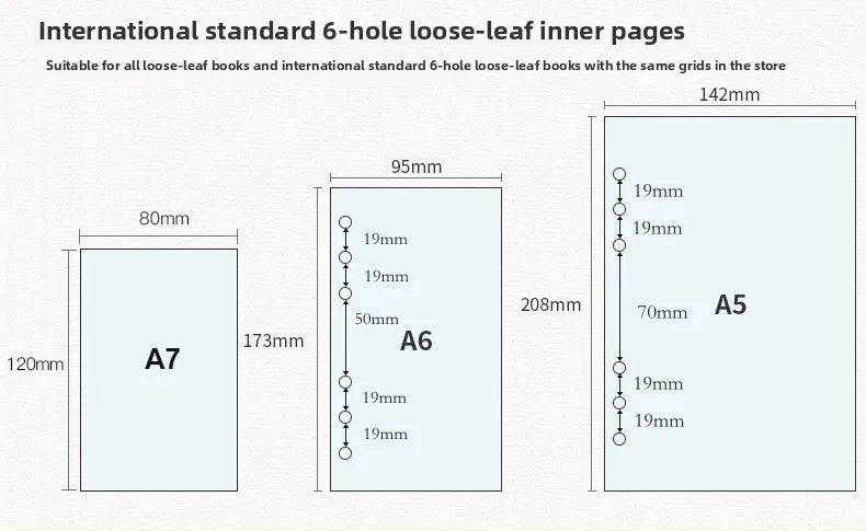 A5 A6 A7 Loose Leaf Notebook Refill Paper