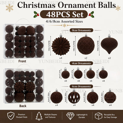 48-Piece Velvet Christmas Bauble Set