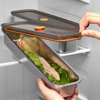 Stainless Steel Refrigerator Storage Tray with Lid