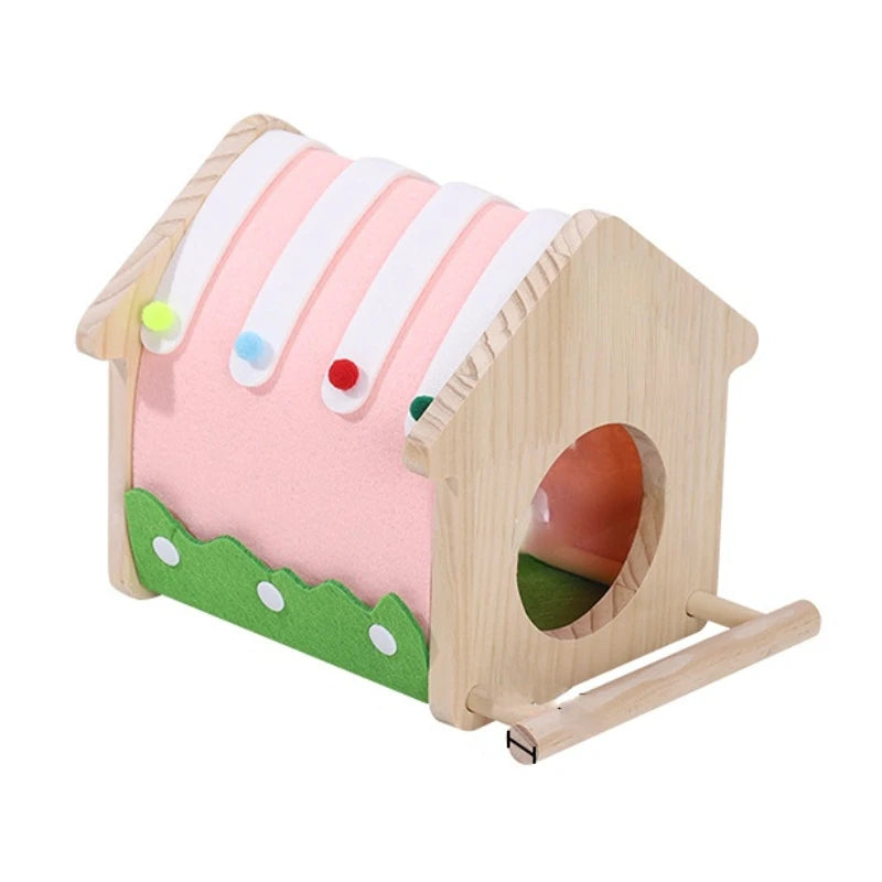 Wooden Bird Nest Box for Parakeets & Small Parrots