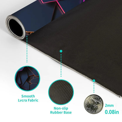 Extended Geometric Gaming Mouse Pad with Non-Slip Base