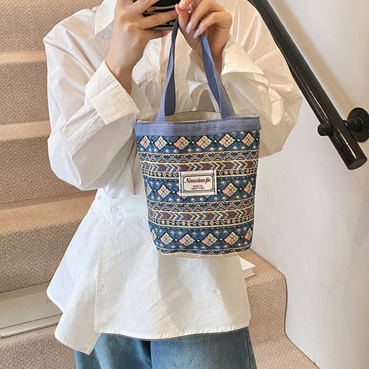 Handwoven Lunch Tote Bag
