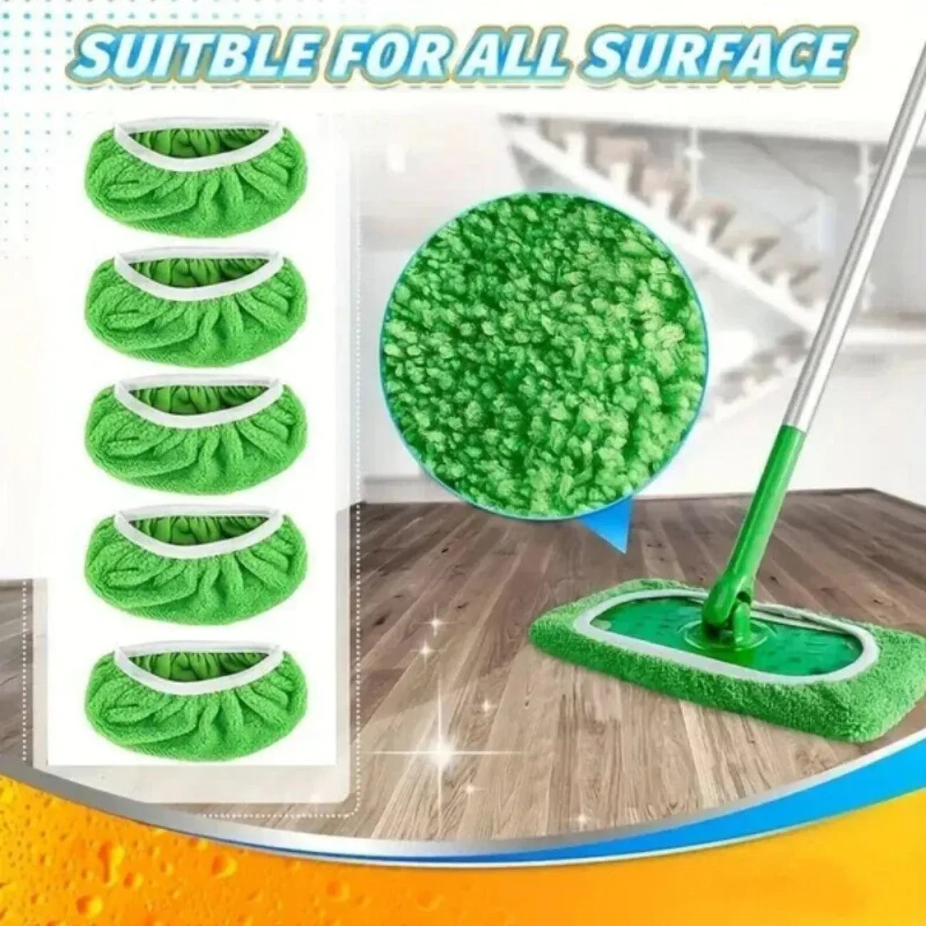 Reusable Microfiber Flat Mop Pad Set