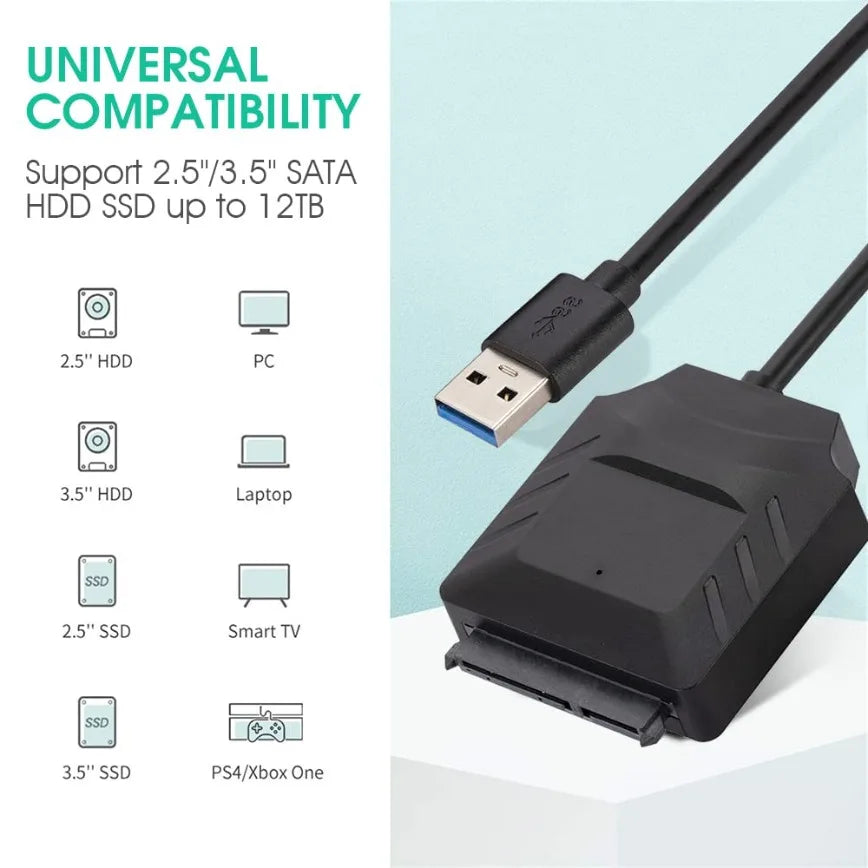 USB 3.0 to SATA Adapter Cable for 2.5" & 3.5" SSD/HDD
