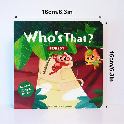 Who’s That? Push-Pull-Slide Animal Board Books – 4 Book Set