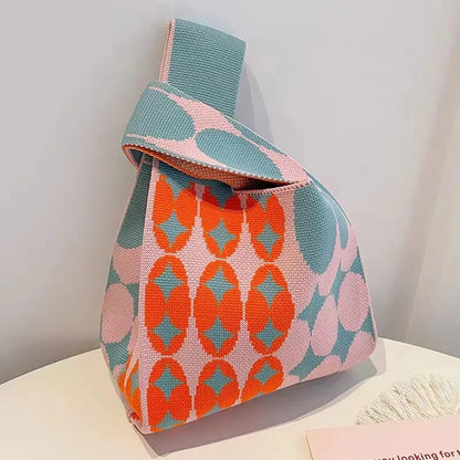 Handmade Knitted Knot Wrist Tote Bag