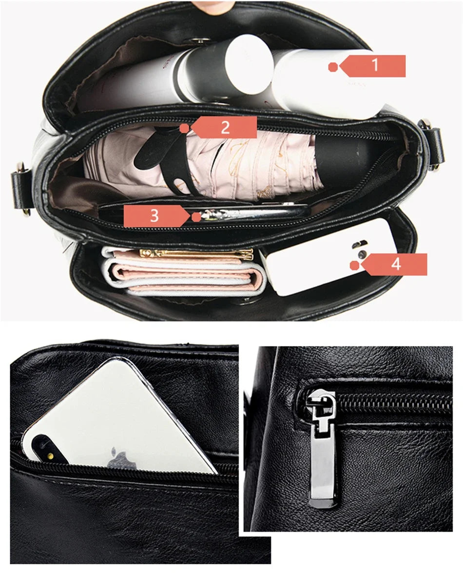 Casual Floral Embossed Leather Crossbody Shoulder Bag