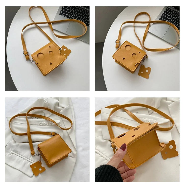 Cheese-Shaped Mini Crossbody Bag for Women