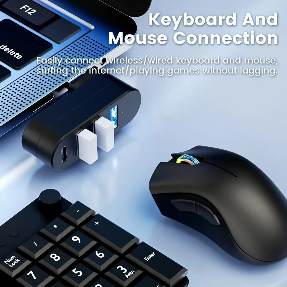 Compact 180° Rotating USB 3.0 Splitter for Laptops & PCs