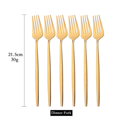 PINKTEN 6-Piece Gold Stainless Steel Dinner Fork Set
