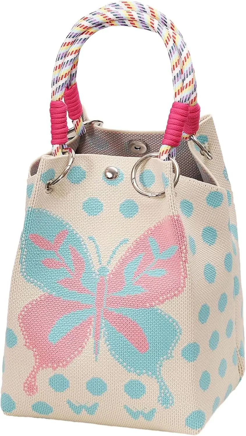 Mini Knitted Bucket Bag – Colorblock Women’s Handbag