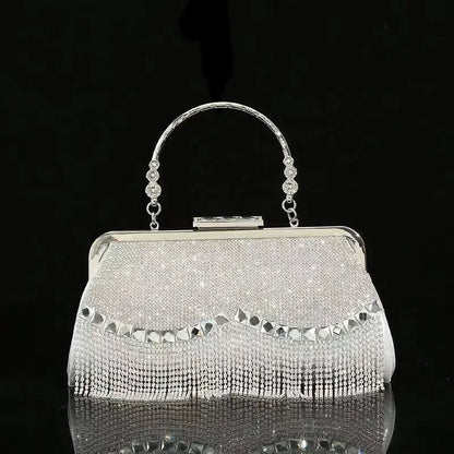 Rhinestone Tassel Handle Evening Bag