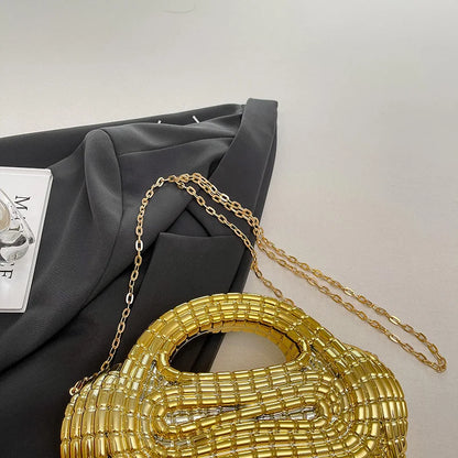 Metallic Acrylic Woven Handbag